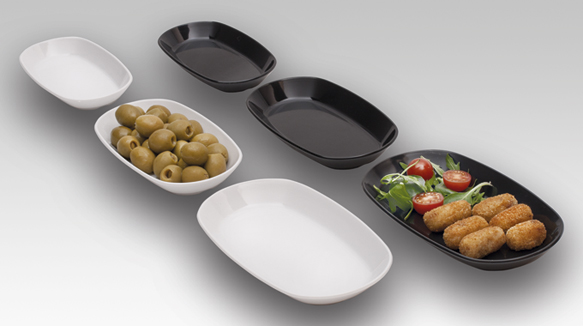 Platos de plástico para servir tapas que parecen de porcelana